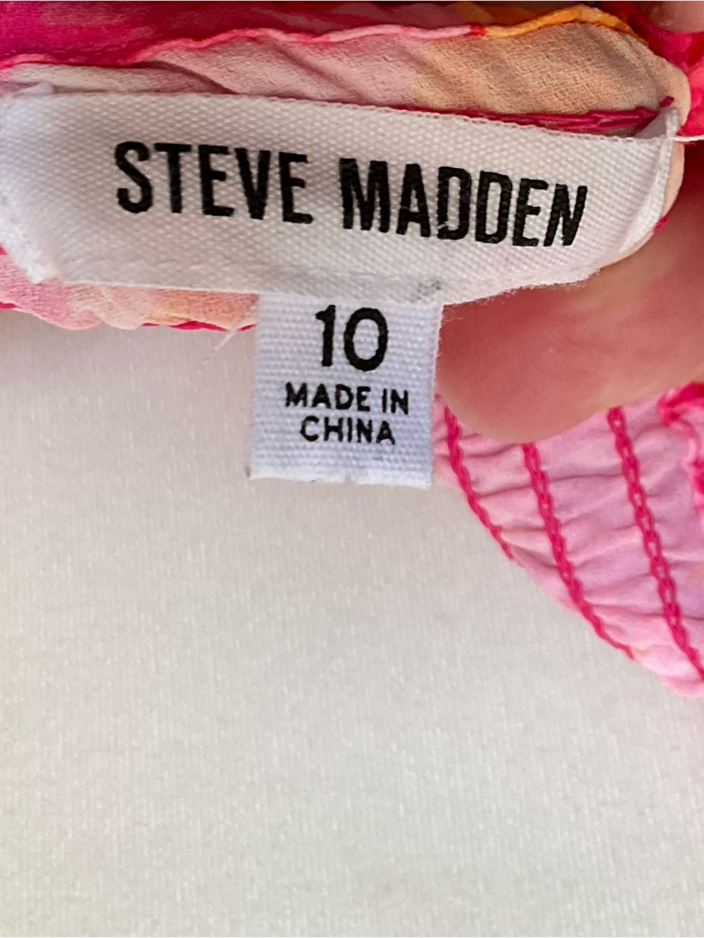 Steve Madden Floral Mini Dress, Pink Orange Sweetheart Neck Long Sleeve Size 10 - Picture 6 of 6